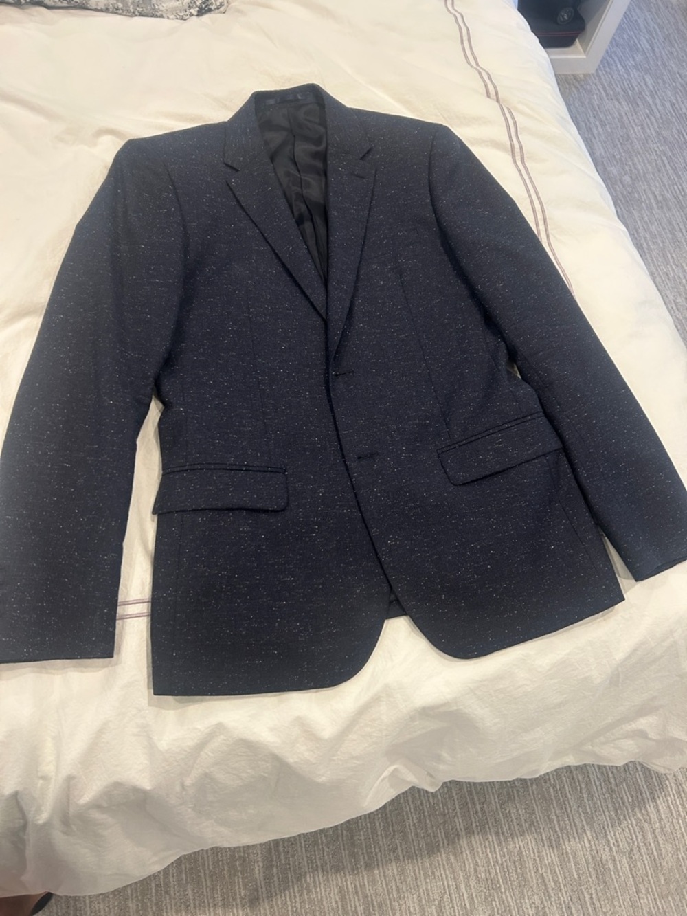 Reiss Navy Speckled Single-Breasted Blazer